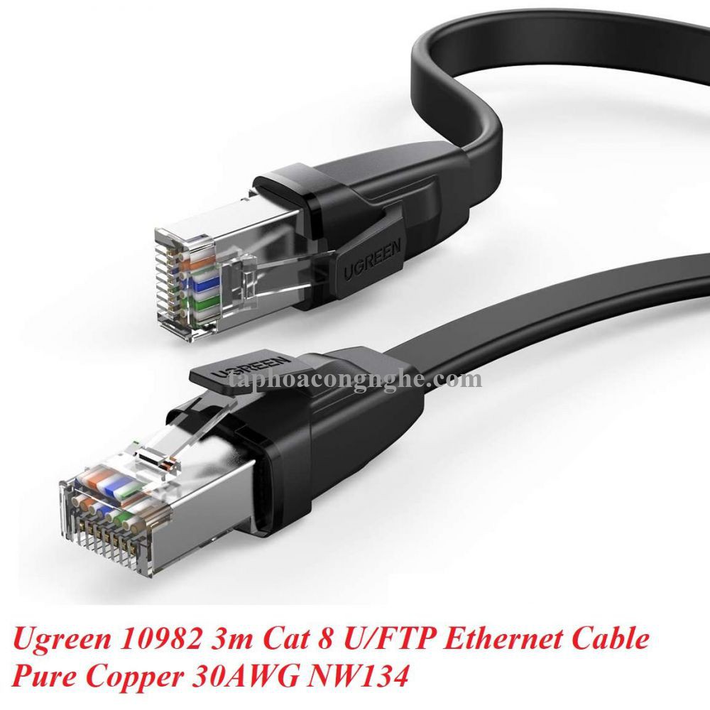 Ugreen 10982 3M CAT8 U-FTP 2000Mhz 30AWG cáp mạng màu đen NW134 30010982